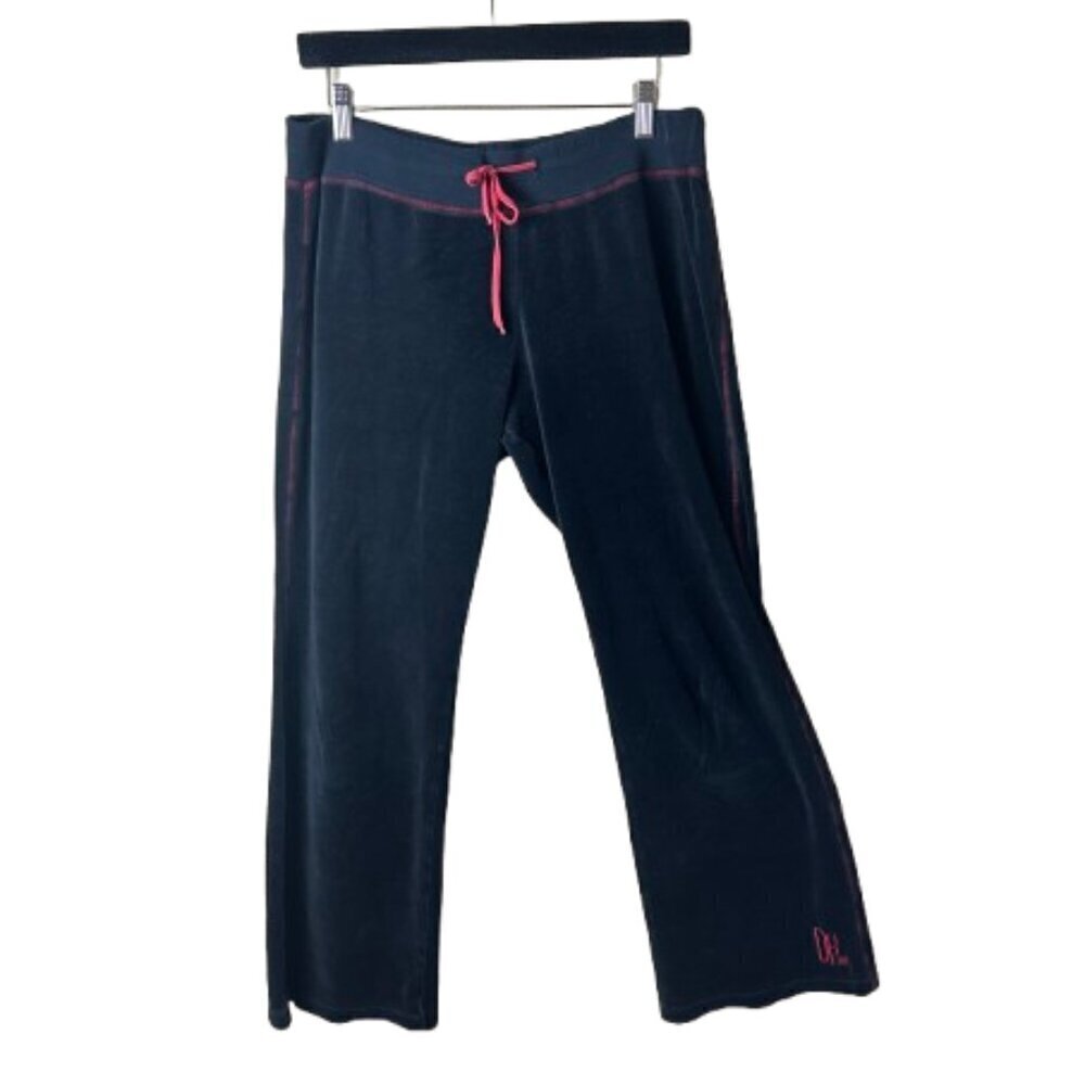 DKNY Velour Wide Leg Lounge Pants Sweatpants size Medium Black